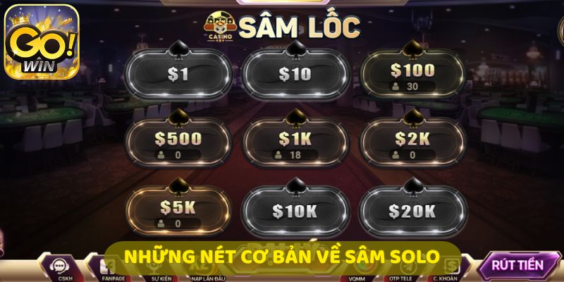 Giao diện chế độ chơi Sâm SOLO 1v1